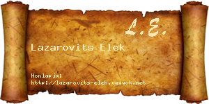 Lazarovits Elek névjegykártya